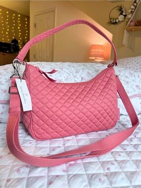 Vera Bradley Women's Cotton Frannie Crescent Crossbody Bag Terra Cotta Rose